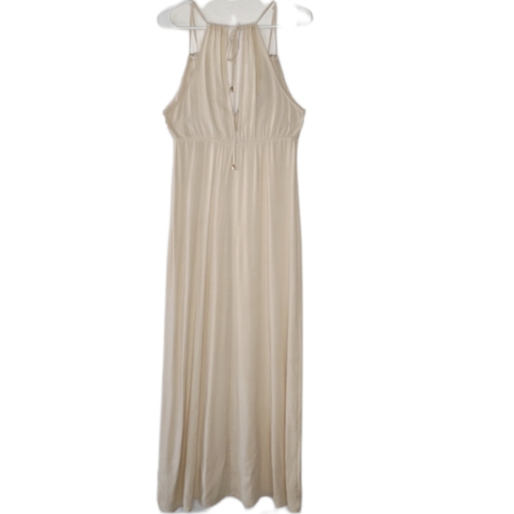 Spirit Hyw Maxi Dress Sz M Beige  Sleeveless Side Slit - Picture 12 of 13